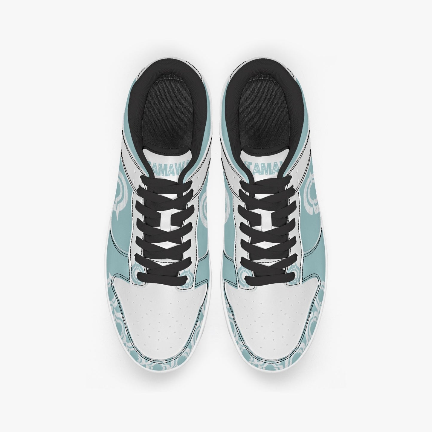 Dunk Stylish Low-Top Leather Sneakers LighBlue-White logo