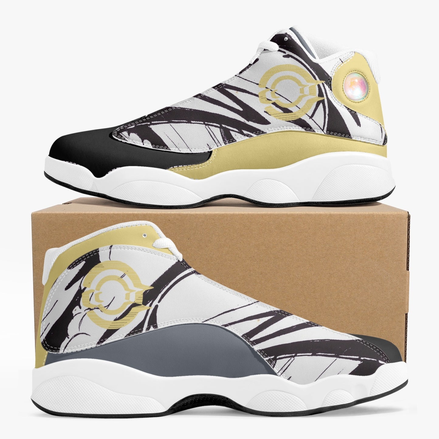 Leather Basketball Sneakers - Black-Yellow