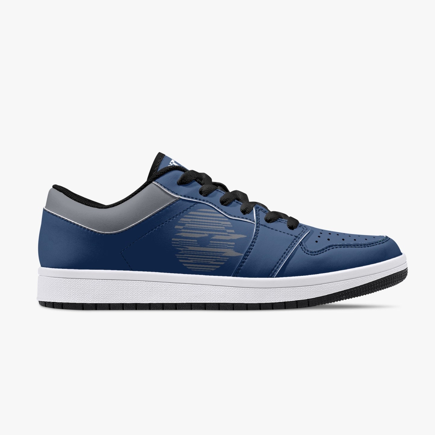 Low-Top Leather Sneakers - Blue Navy/Grey