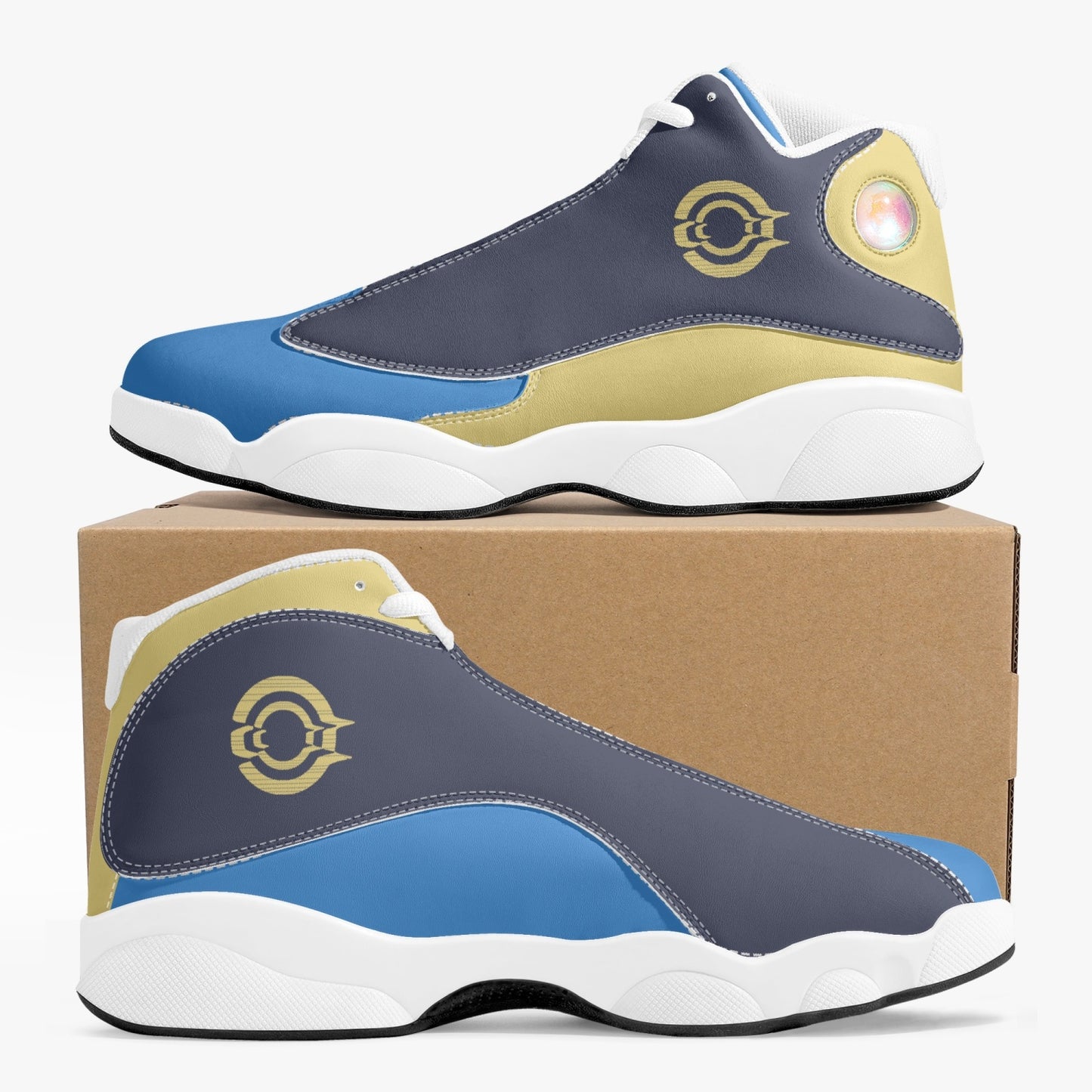 Basketball Sneakers - Grey/Gold/Blue