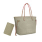 PU  Leather Shoulder Bag- With a small bag Beige