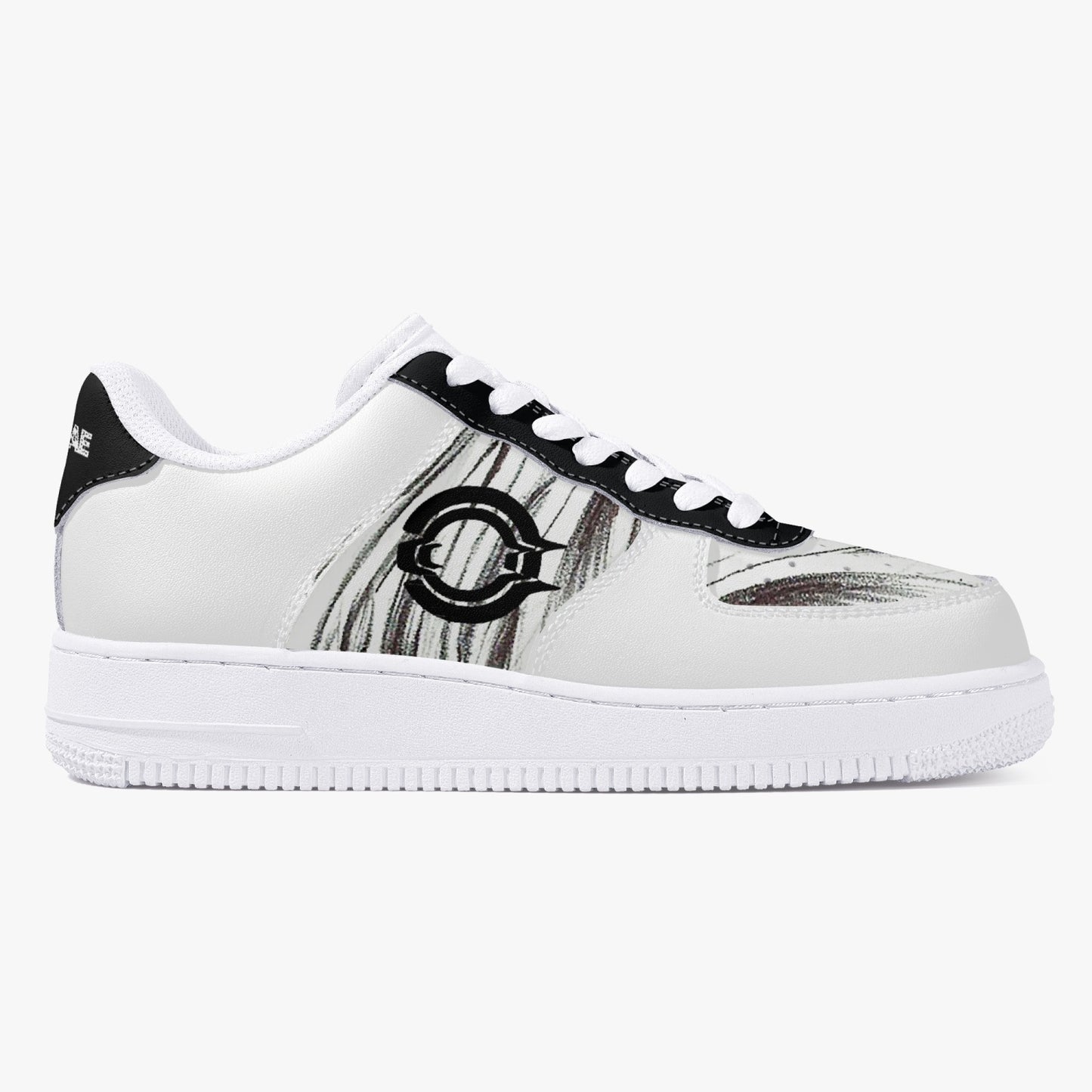 Low-Top Leather Sports Sneakers Black&White