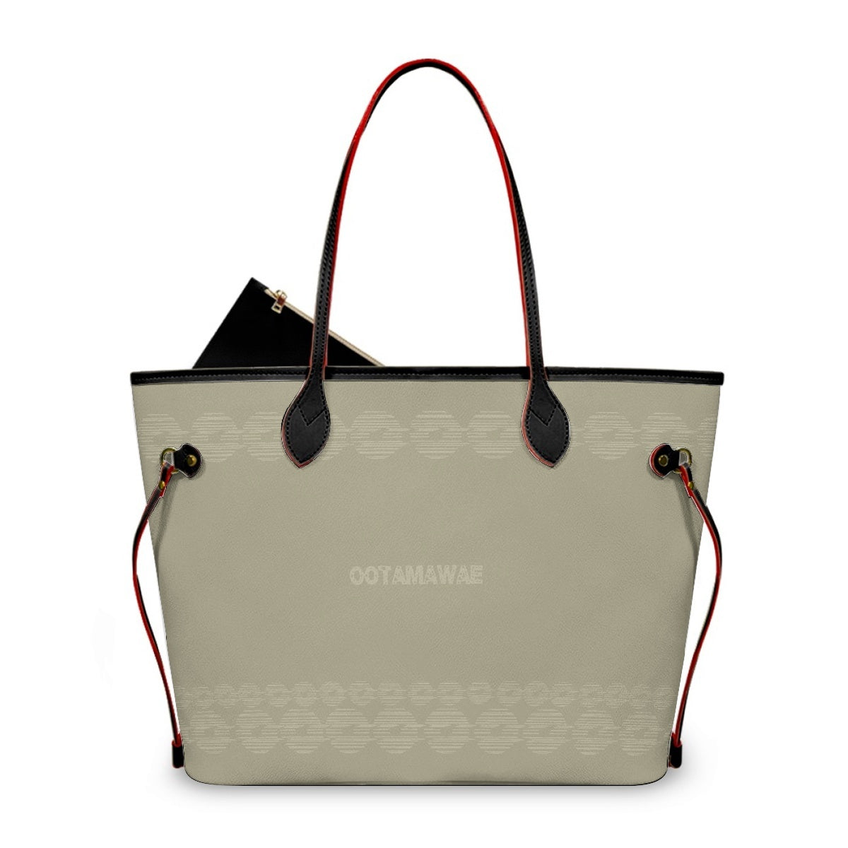 PU  Leather Shoulder Bag- With a small bag Beige