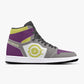 High-Top Leather Sneakers Grrey-Yellow-Purple