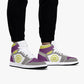 High-Top Leather Sneakers Grrey-Yellow-Purple