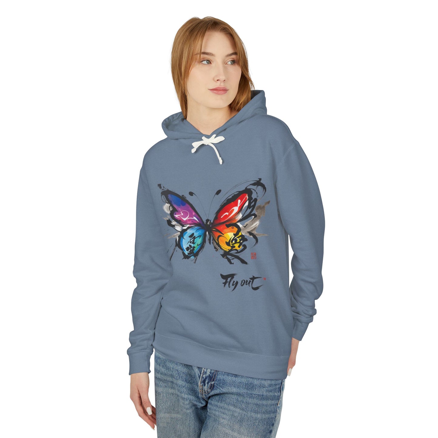Unisex Lightweight Hooded Sweatshirt graffiti butterfly Fly out
