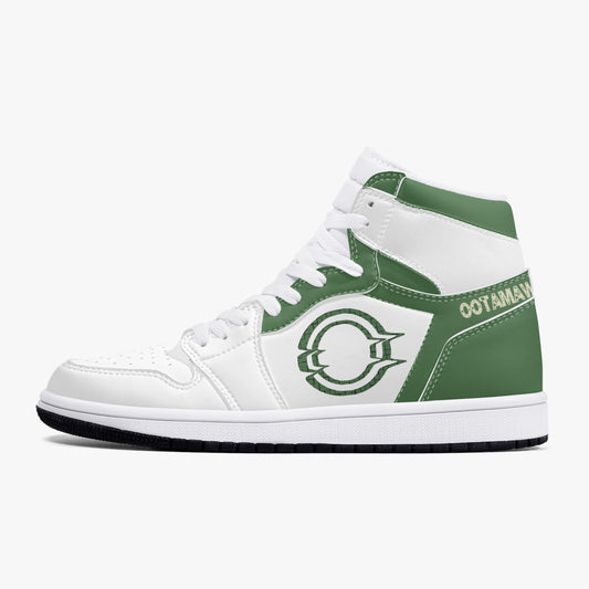 High-Top Leather Sneakers White&Green