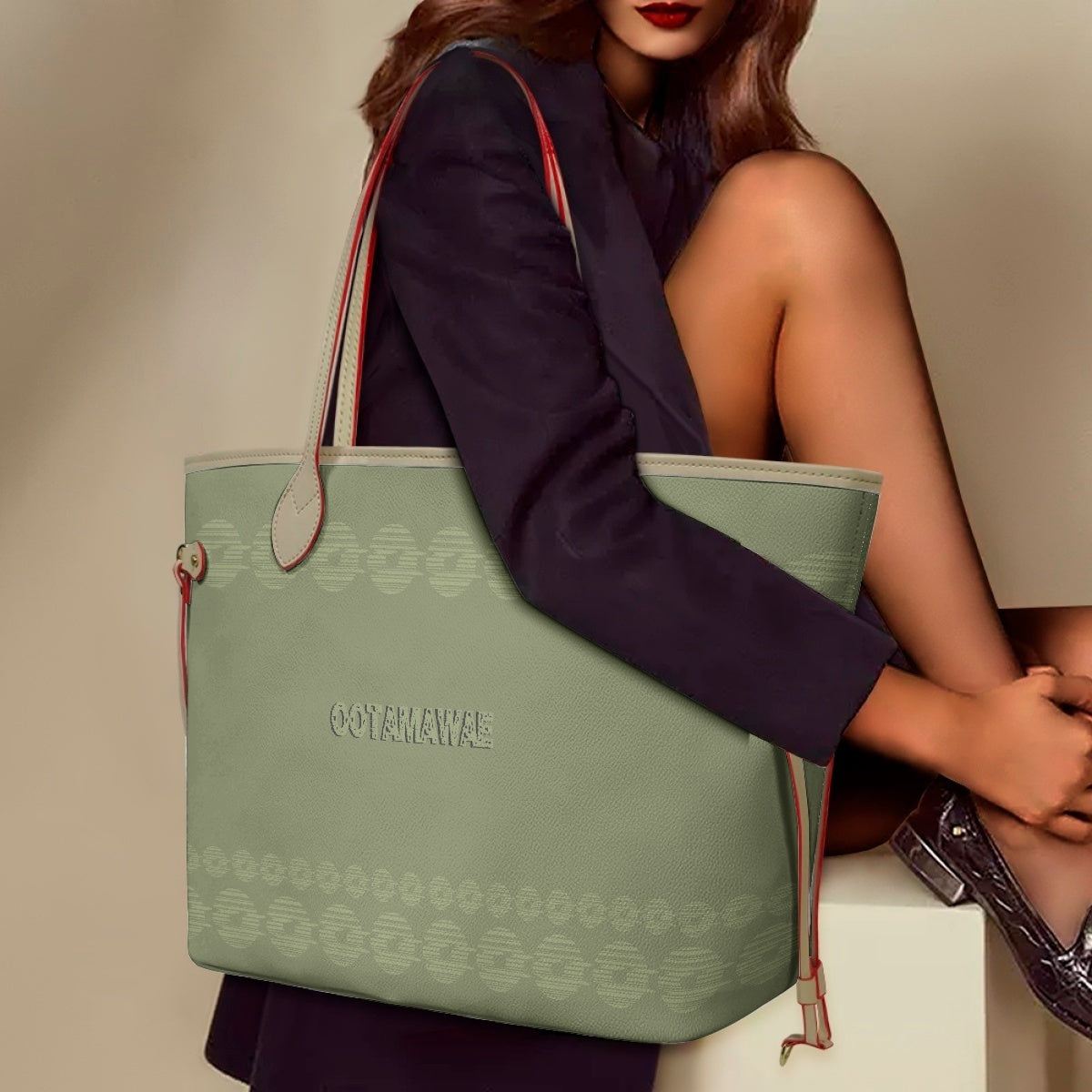 PU Shoulder Bag- With a small bag - Green