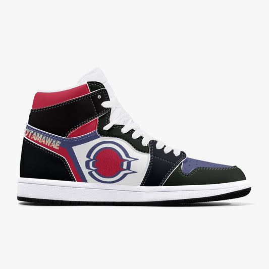 High-Top Leather Sneakers Black Purple