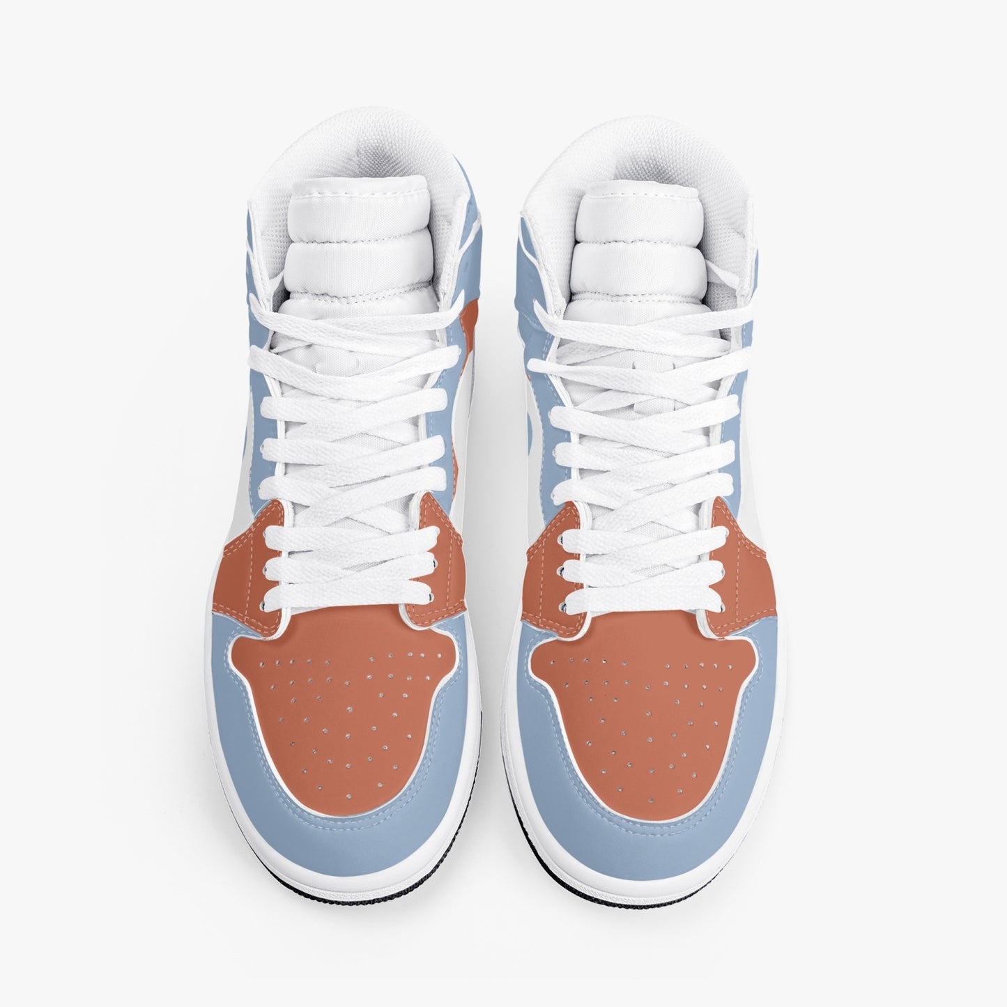 High-Top Leather Sneakers Blue\Orange