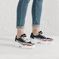 All colors Trendy Chunky Sneakers - White/Black With Red Waves