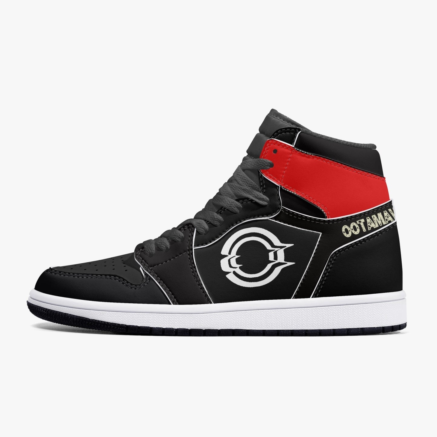 High-Top Leather Sneakers Black-Red