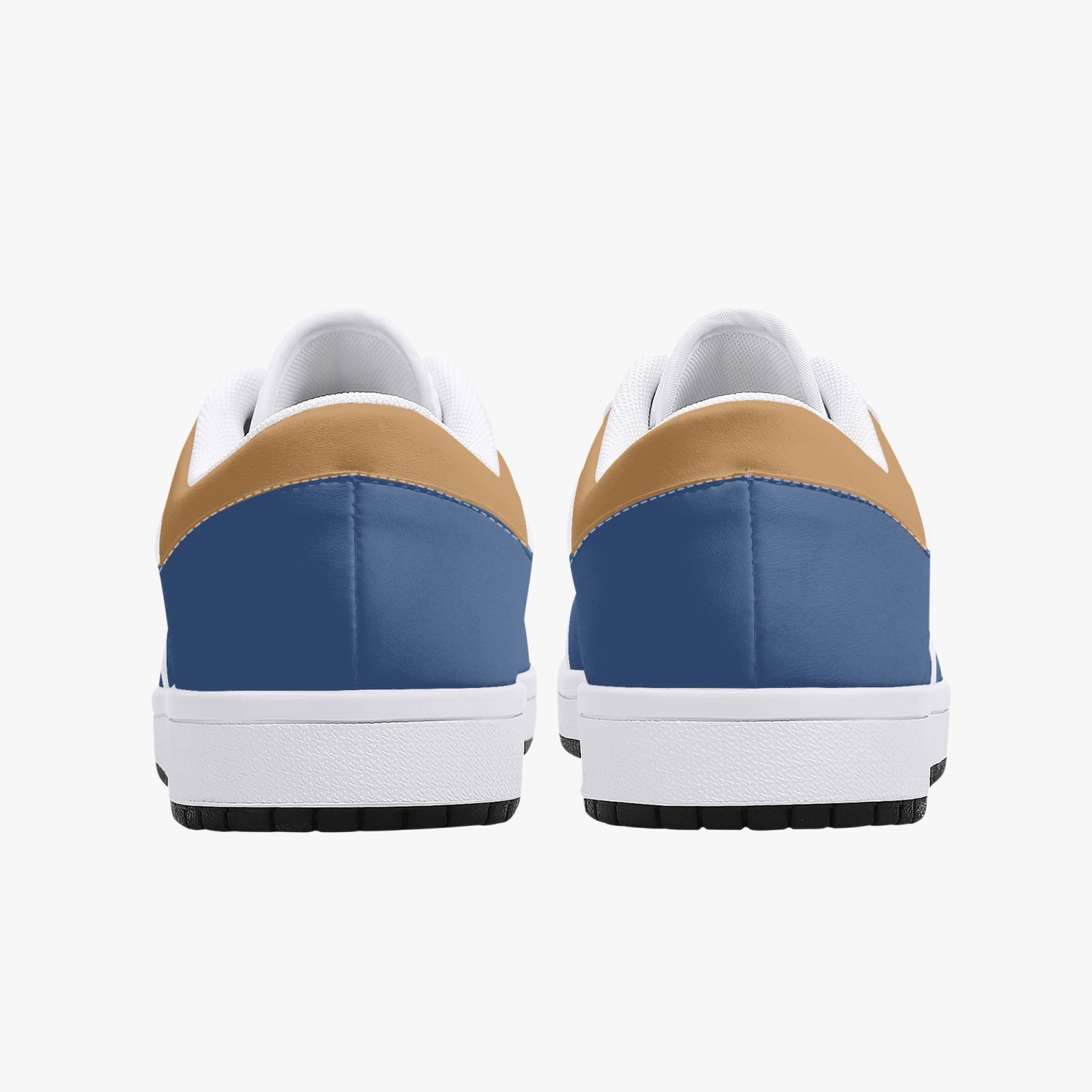 Low-Top Leather Sneakers - Blue/Orange