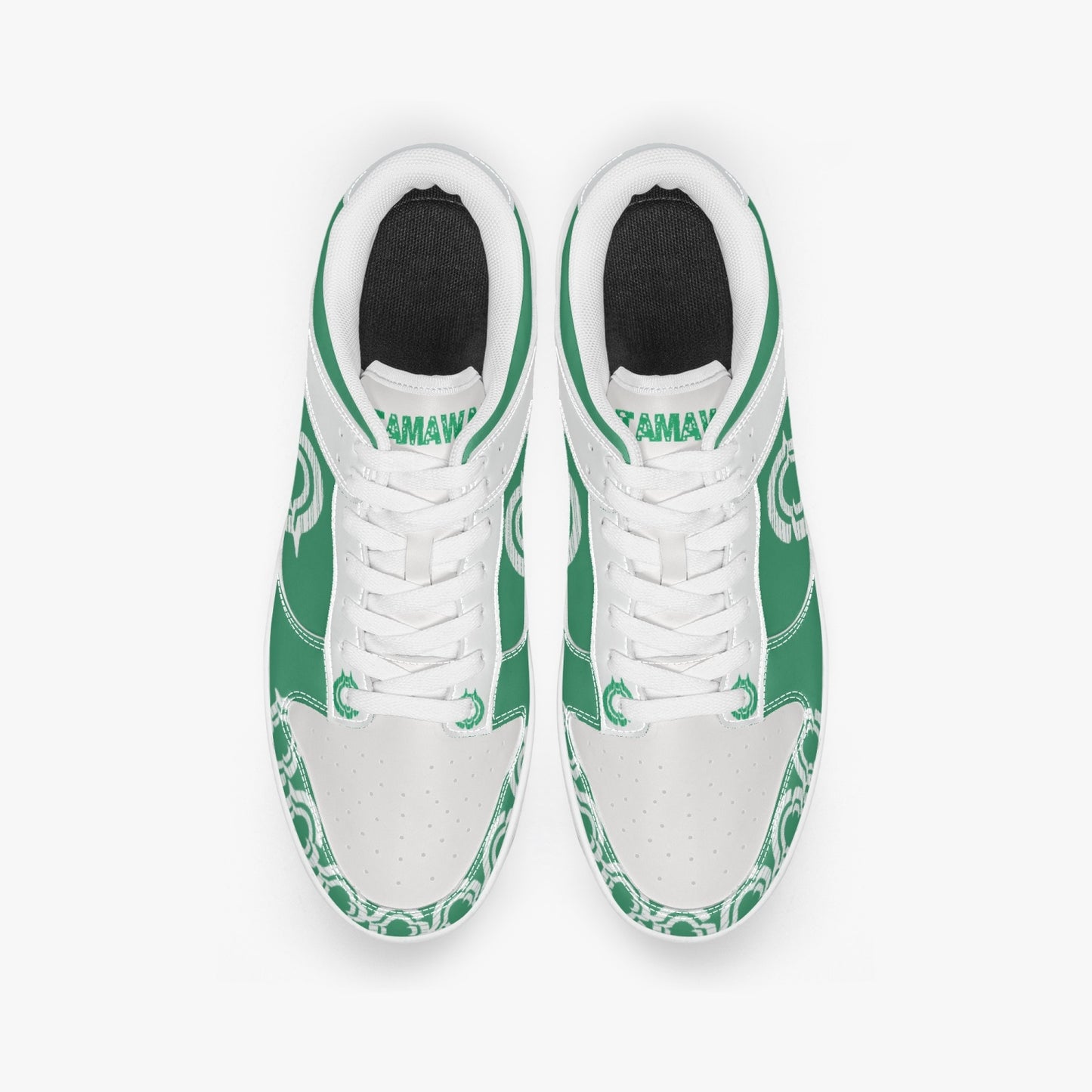 Dunk Stylish Low-Top Leather Sneakers Green-White logo