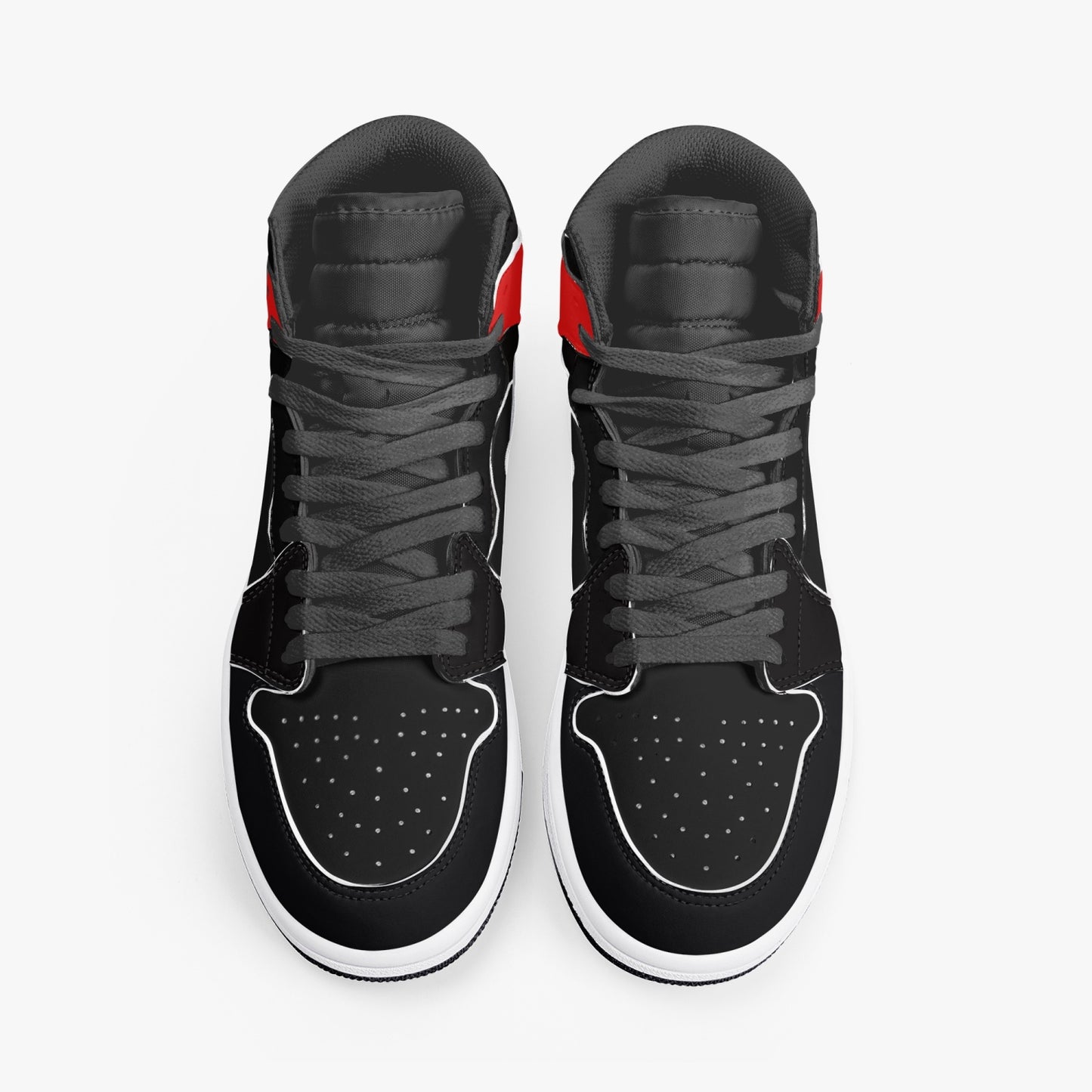 High-Top Leather Sneakers Black-Red