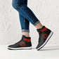 High-Top Leather Sneakers - Black /Red Logo