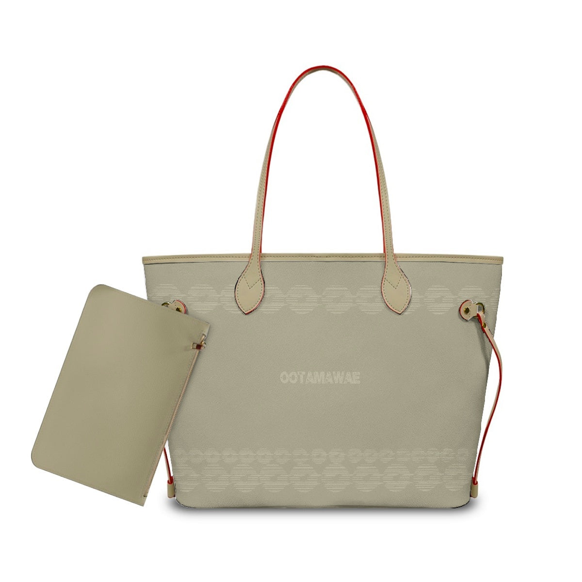 PU  Leather Shoulder Bag- With a small bag Beige