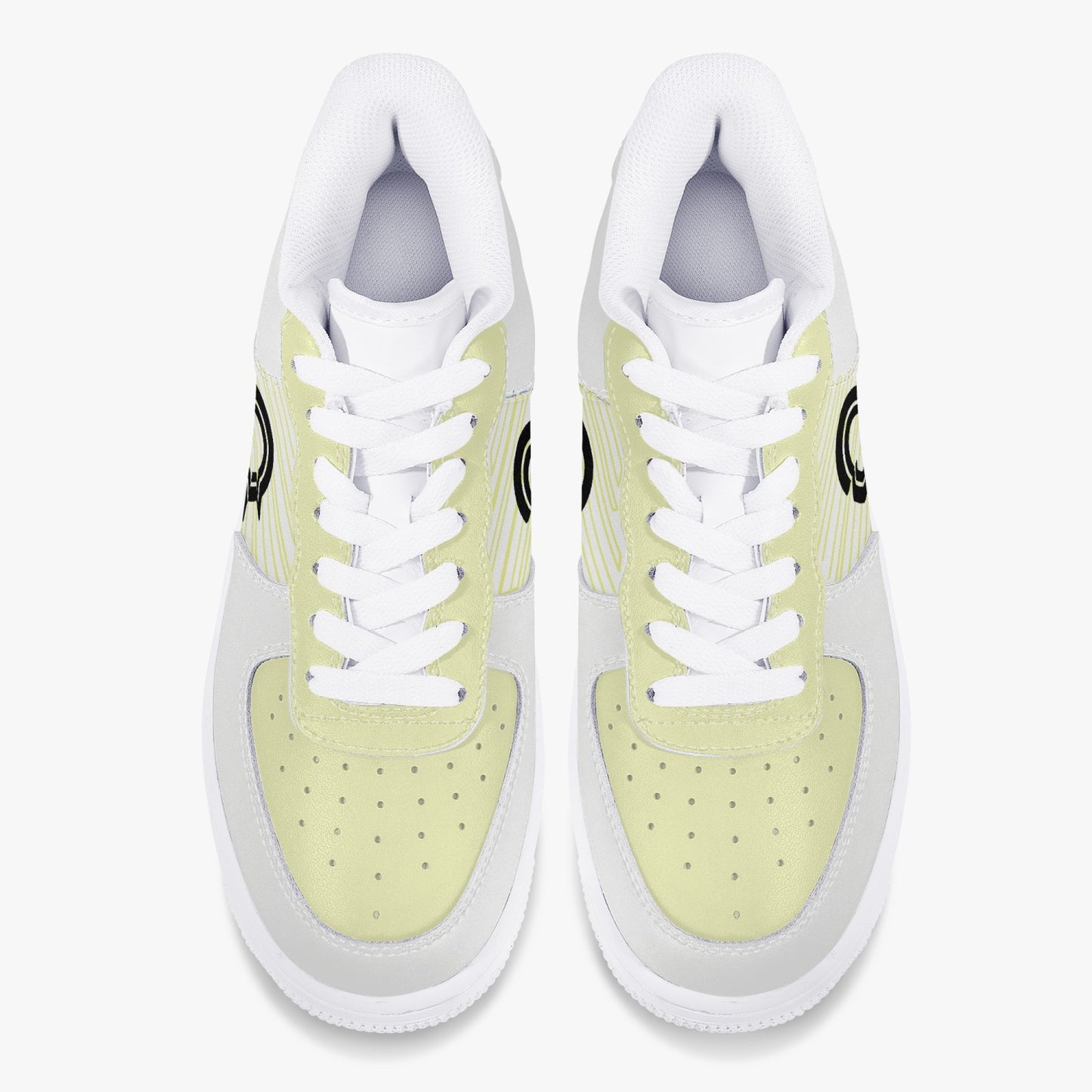 Low-Top Leather Sports Sneakers/ Yellow -Black logo