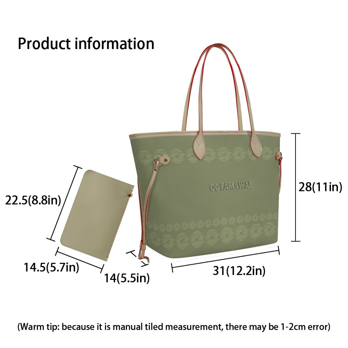 PU Shoulder Bag- With a small bag - Green