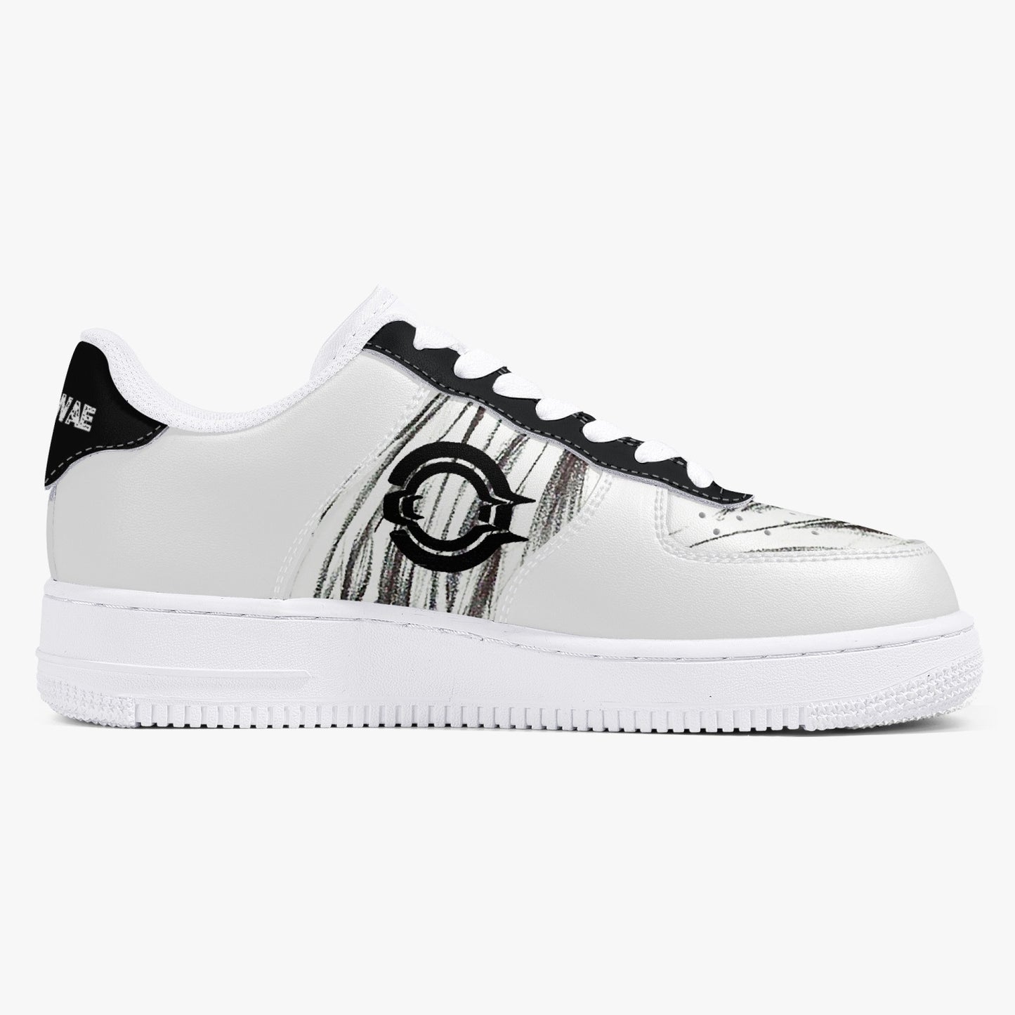 Low-Top Leather Sports Sneakers Black&White