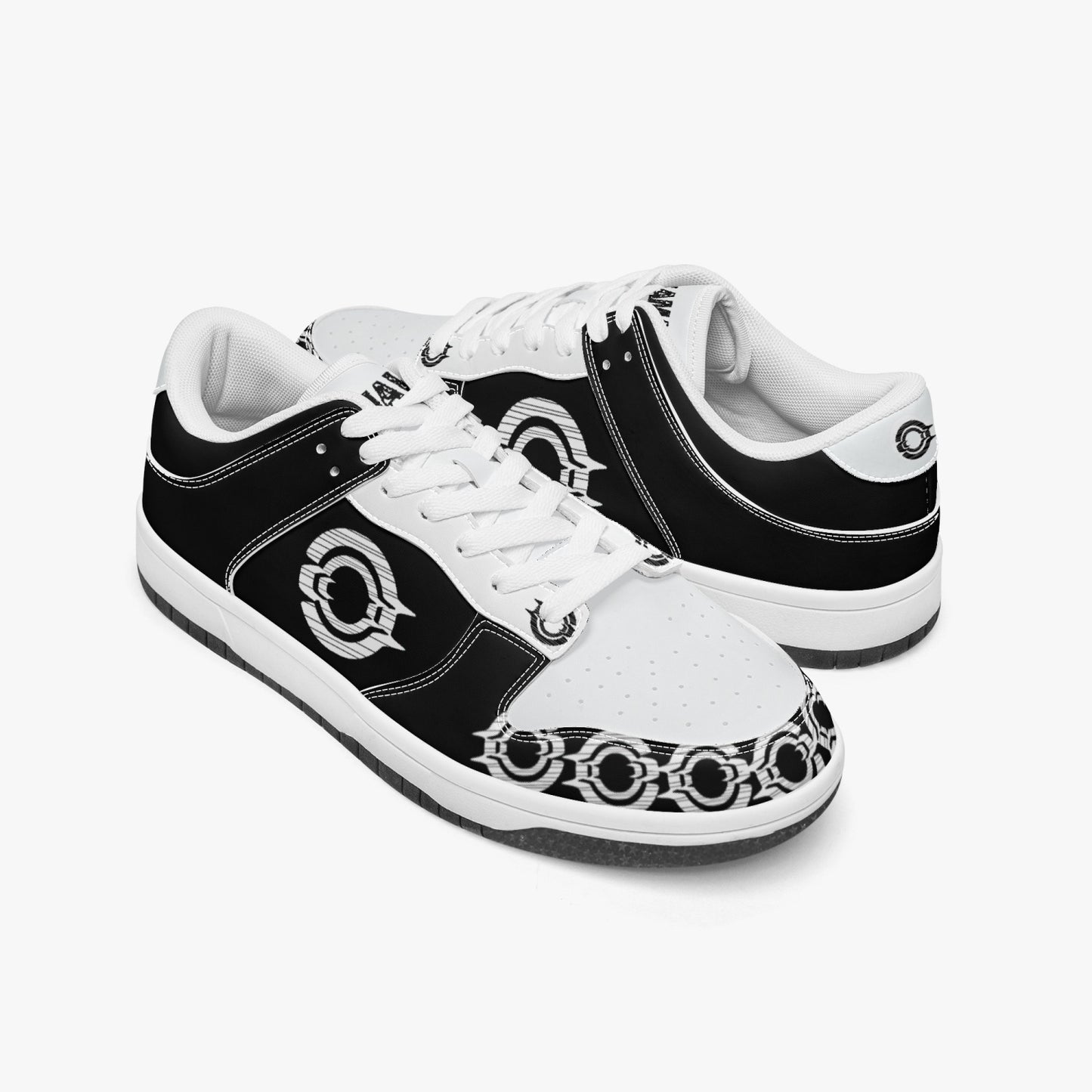 Dunk Stylish Low-Top Leather Sneakers Black and White logo