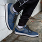 Low-Top Leather Sneakers - Blue Navy/Grey