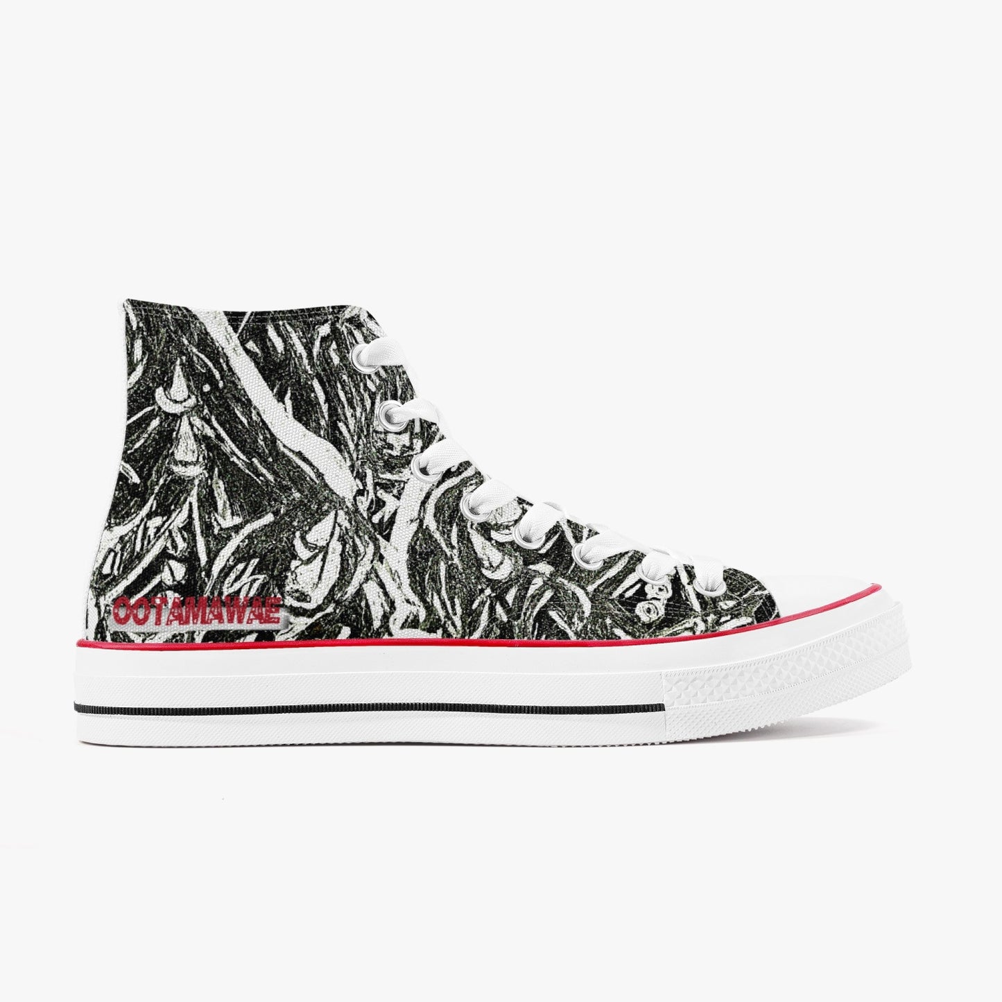 High-Top Canvas Shoes - Black drawing