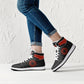 High-Top Leather Sneakers - Black /Red Logo