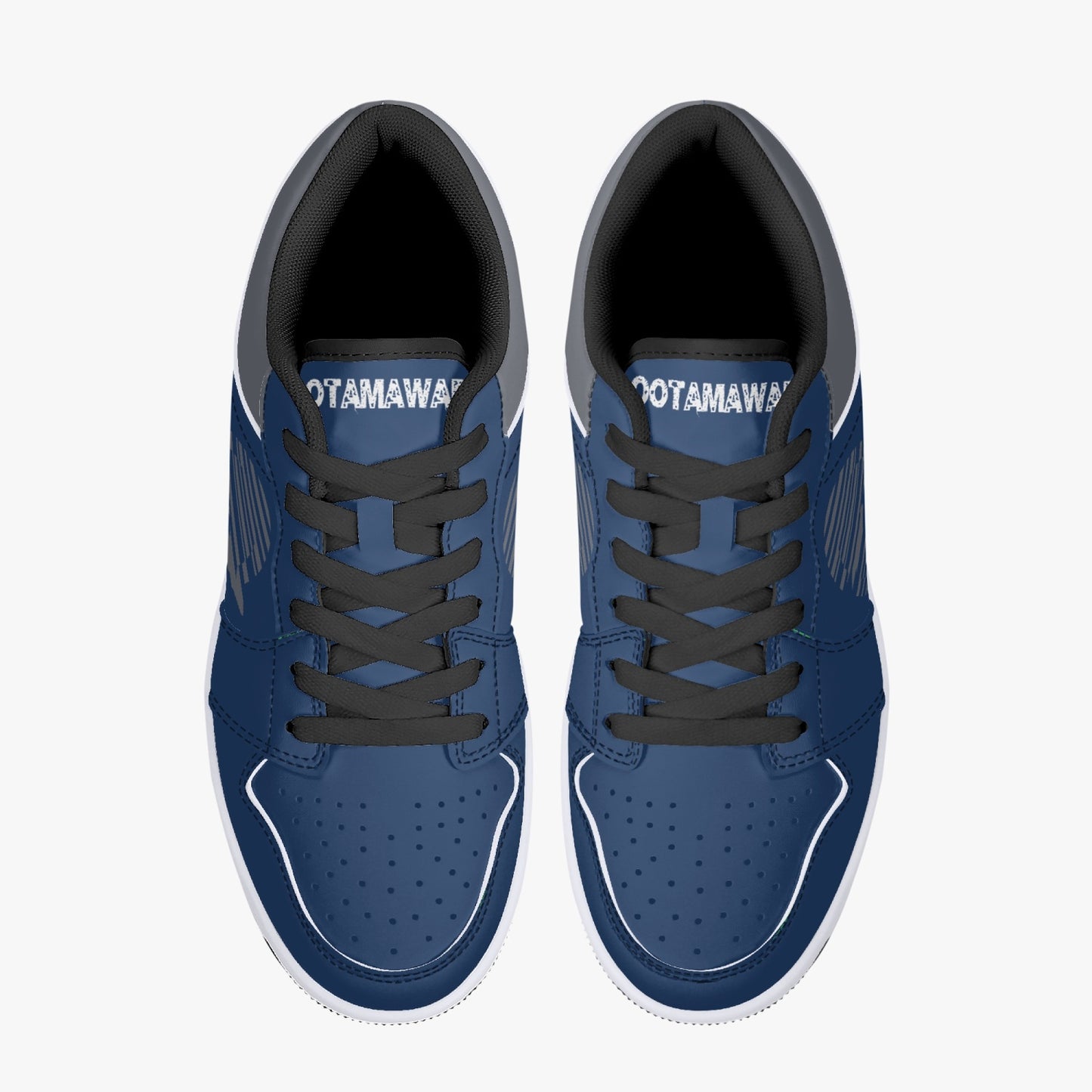 Low-Top Leather Sneakers - Blue Navy/Grey