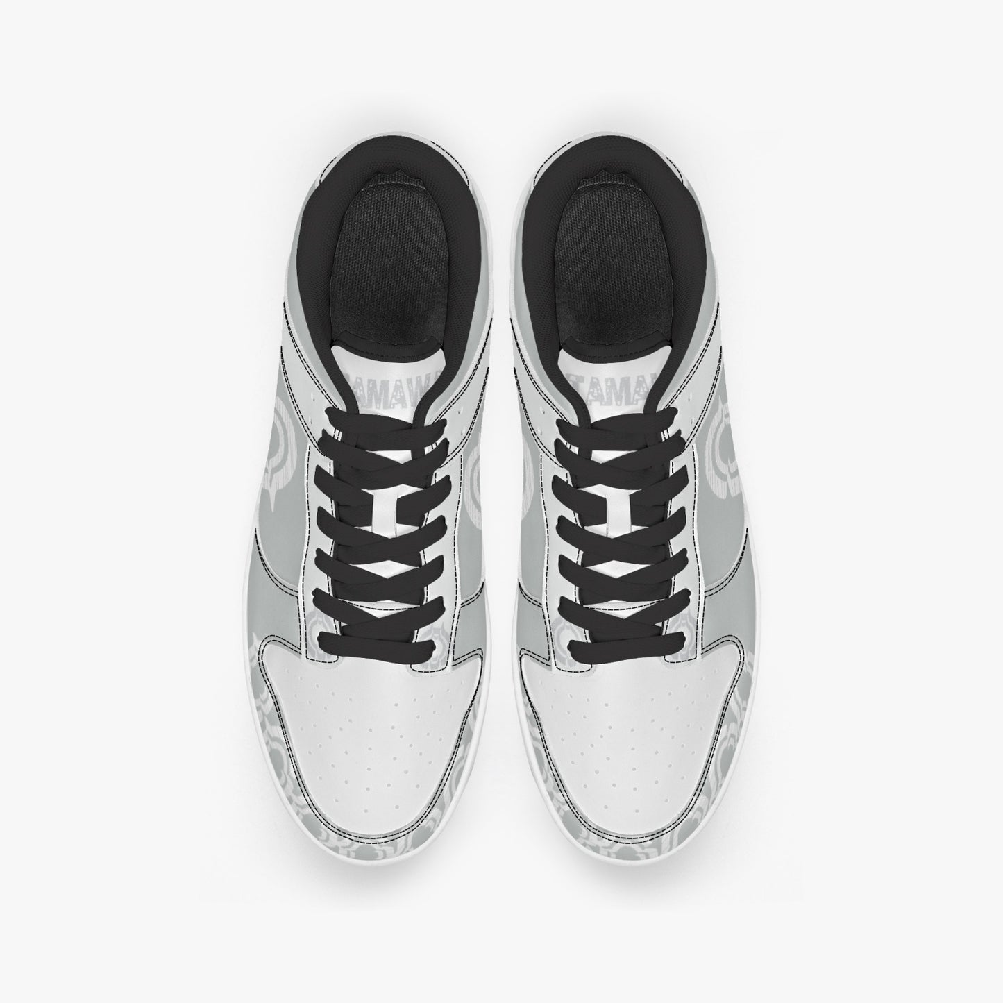 Dunk Stylish Low-Top Leather Sneakers Grey-white logo