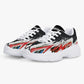 All colors Trendy Chunky Sneakers - White/Black With Red Waves