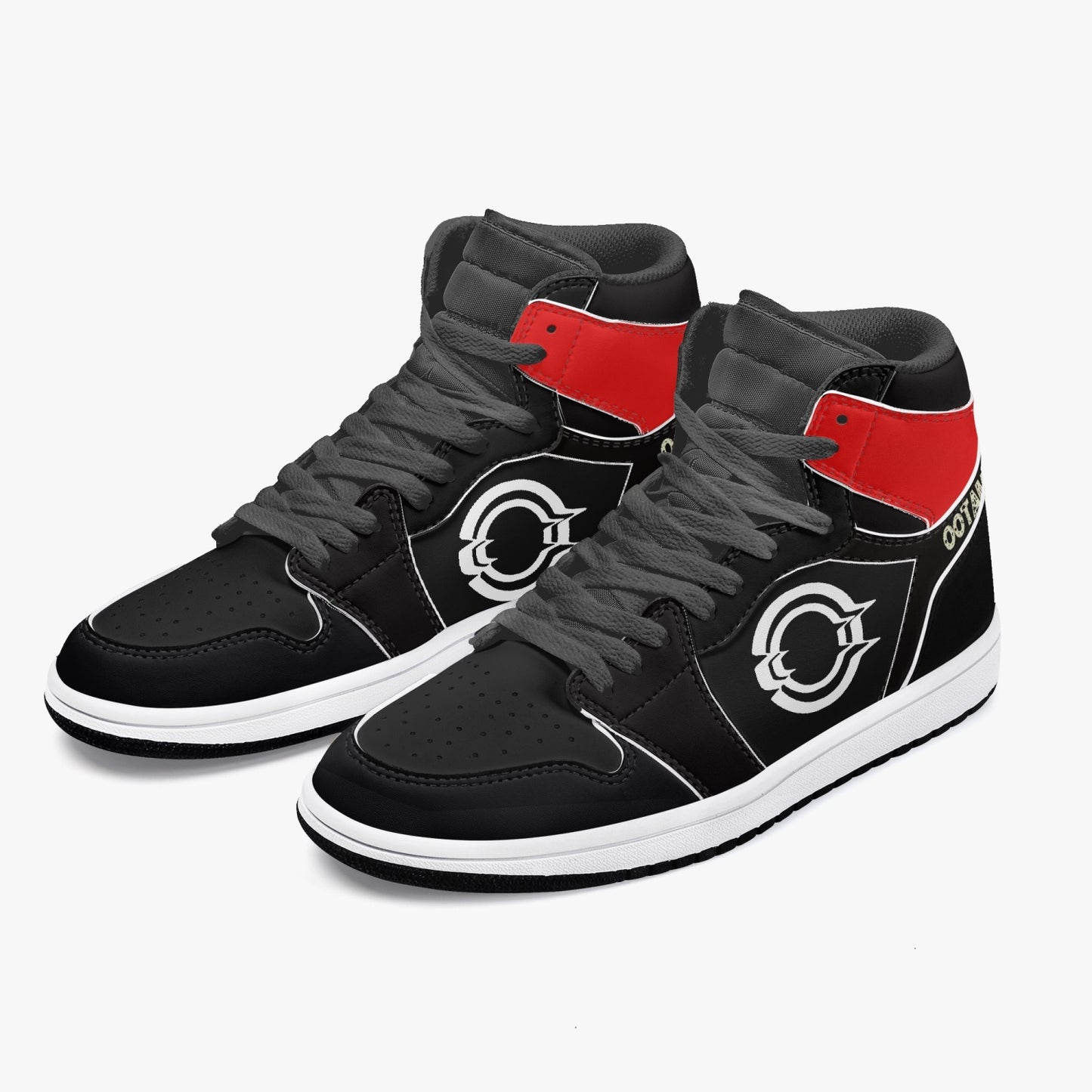 High-Top Leather Sneakers Black-Red