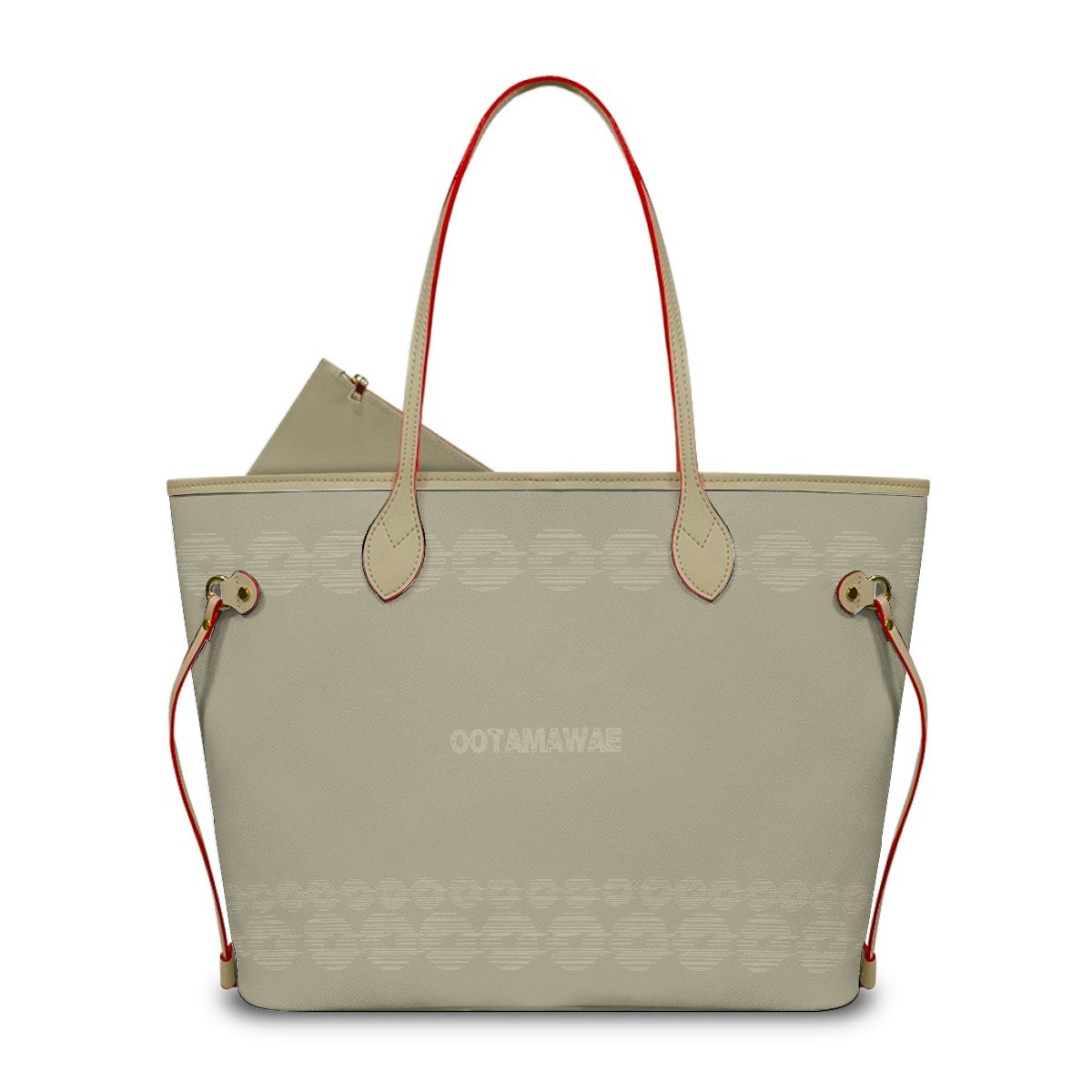 PU  Leather Shoulder Bag- With a small bag Beige