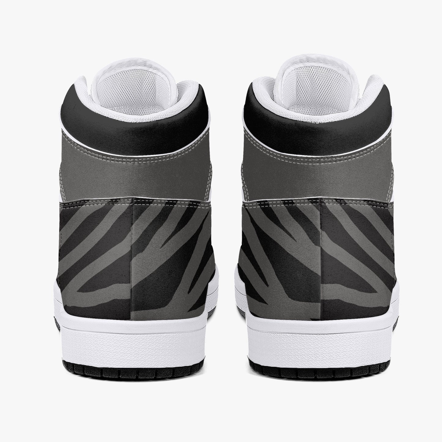 High-Top Leather Sneakers -Black /Grey Lined.