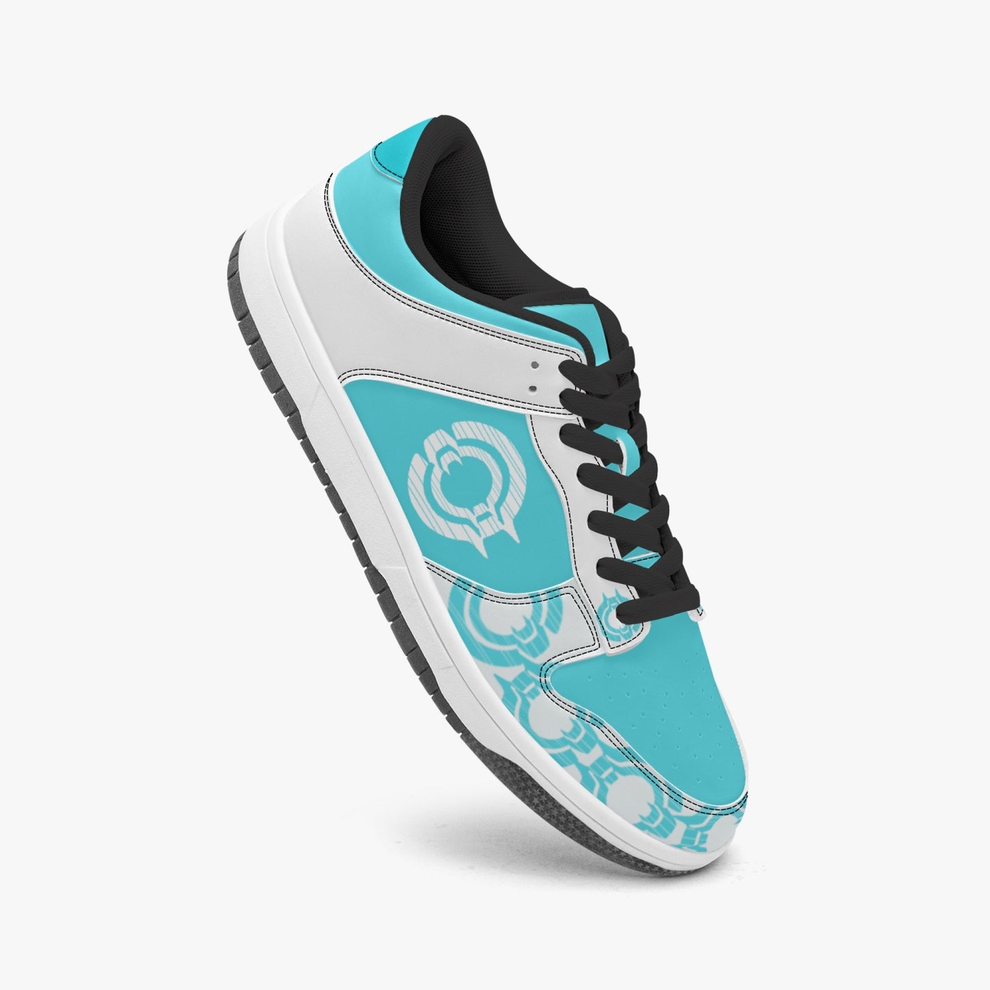 Dunk Stylish Low-Top Leather Sneakers Blue-White logo