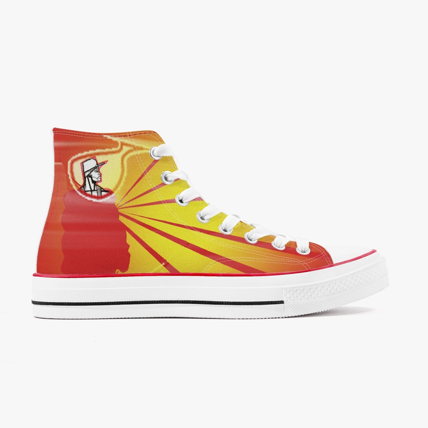 Sunset Red Canvas Shoes - White