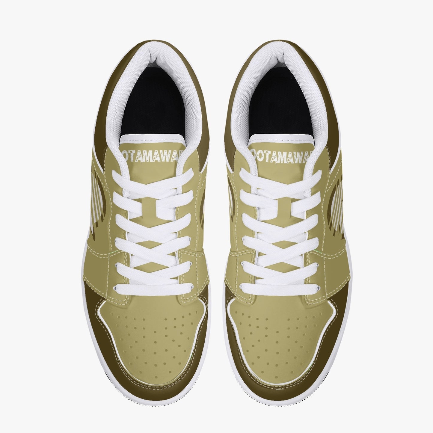 Low-Top Leather Sneakers - Gold