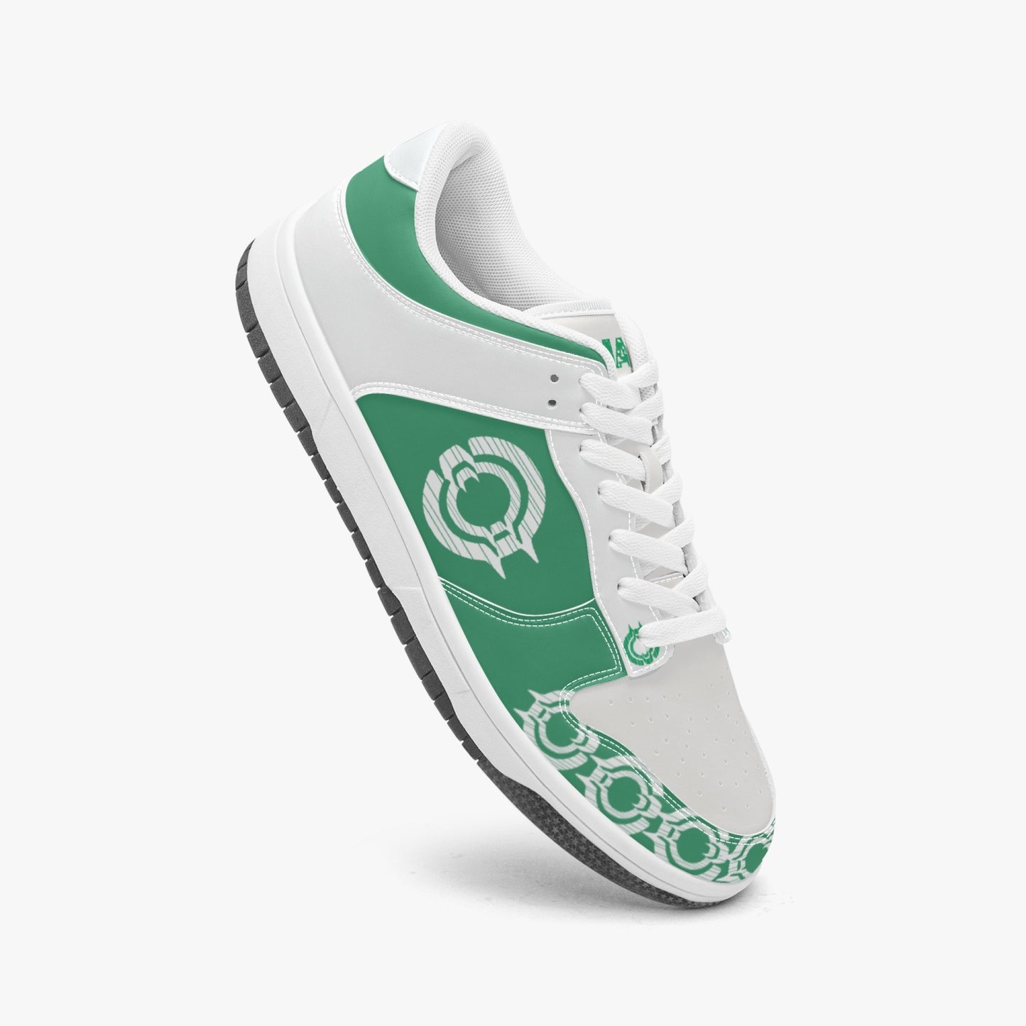 Dunk Stylish Low-Top Leather Sneakers Green-White logo