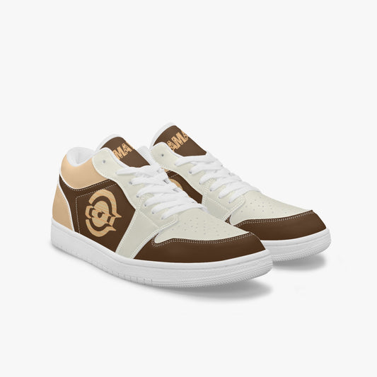 Low-Top AJ1 Leather Sneakers Brown/Beige