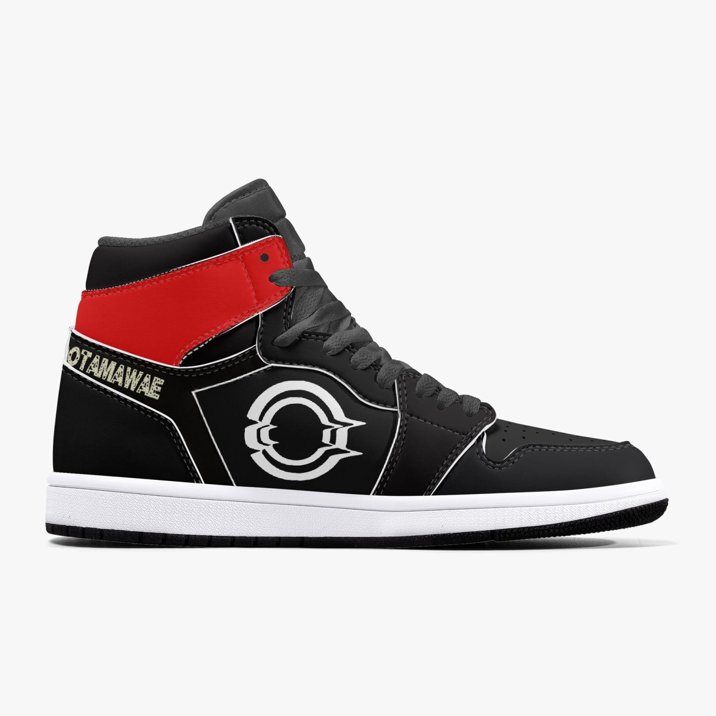 High-Top Leather Sneakers Black-Red