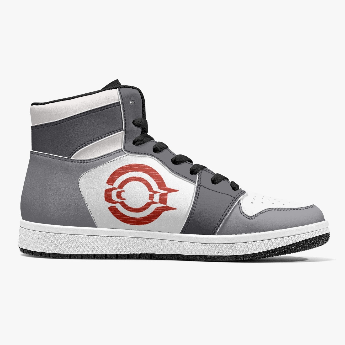 High-Top Leather Sneakers - White / Grey