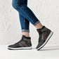 High-Top Leather Sneakers -Black /Grey Lined.