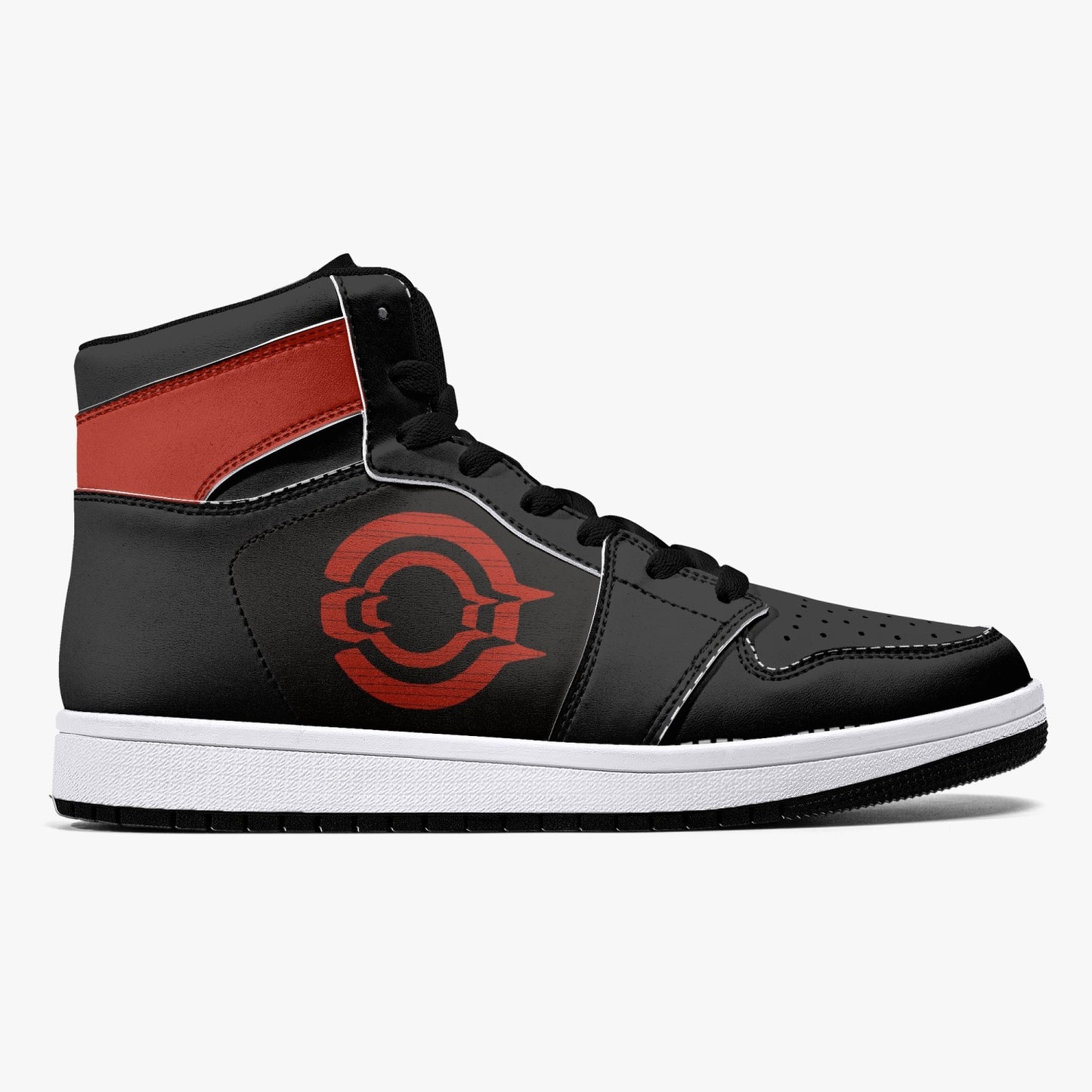 High-Top Leather Sneakers - Black /Red Logo