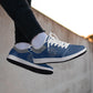 Low-Top Leather Sneakers - Blue Navy/Grey