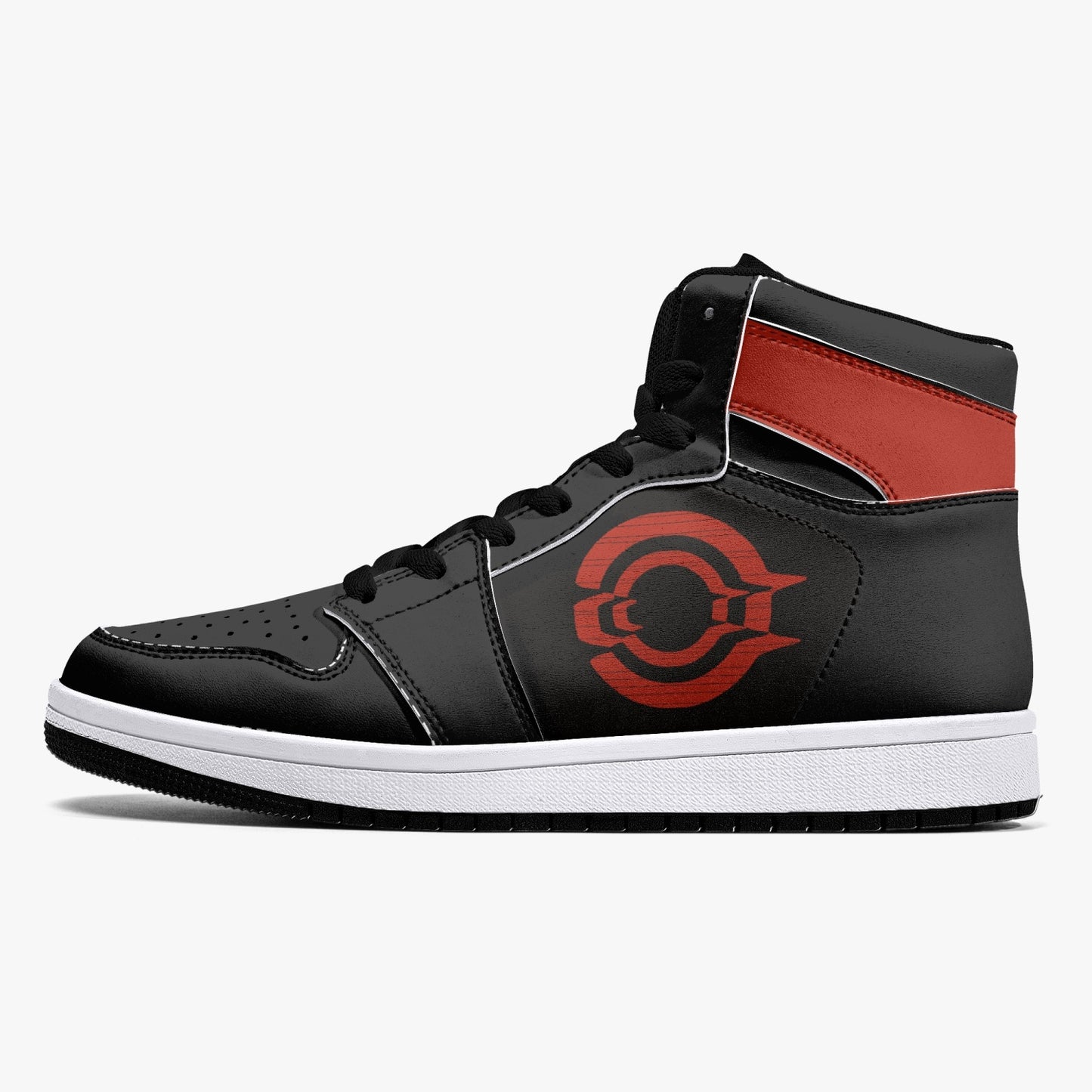 High-Top Leather Sneakers - Black /Red Logo