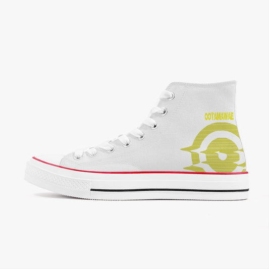 High-Top Canvas Shoes - White/ Yellow logo