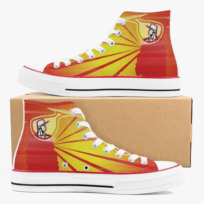 Sunset Red Canvas Shoes - White